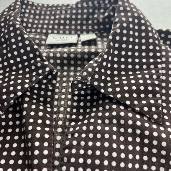 CATO Women's Top Blouse Size 14/16W Cotton Spandex Hook-Up Brown F20 - Picture 4 of 16